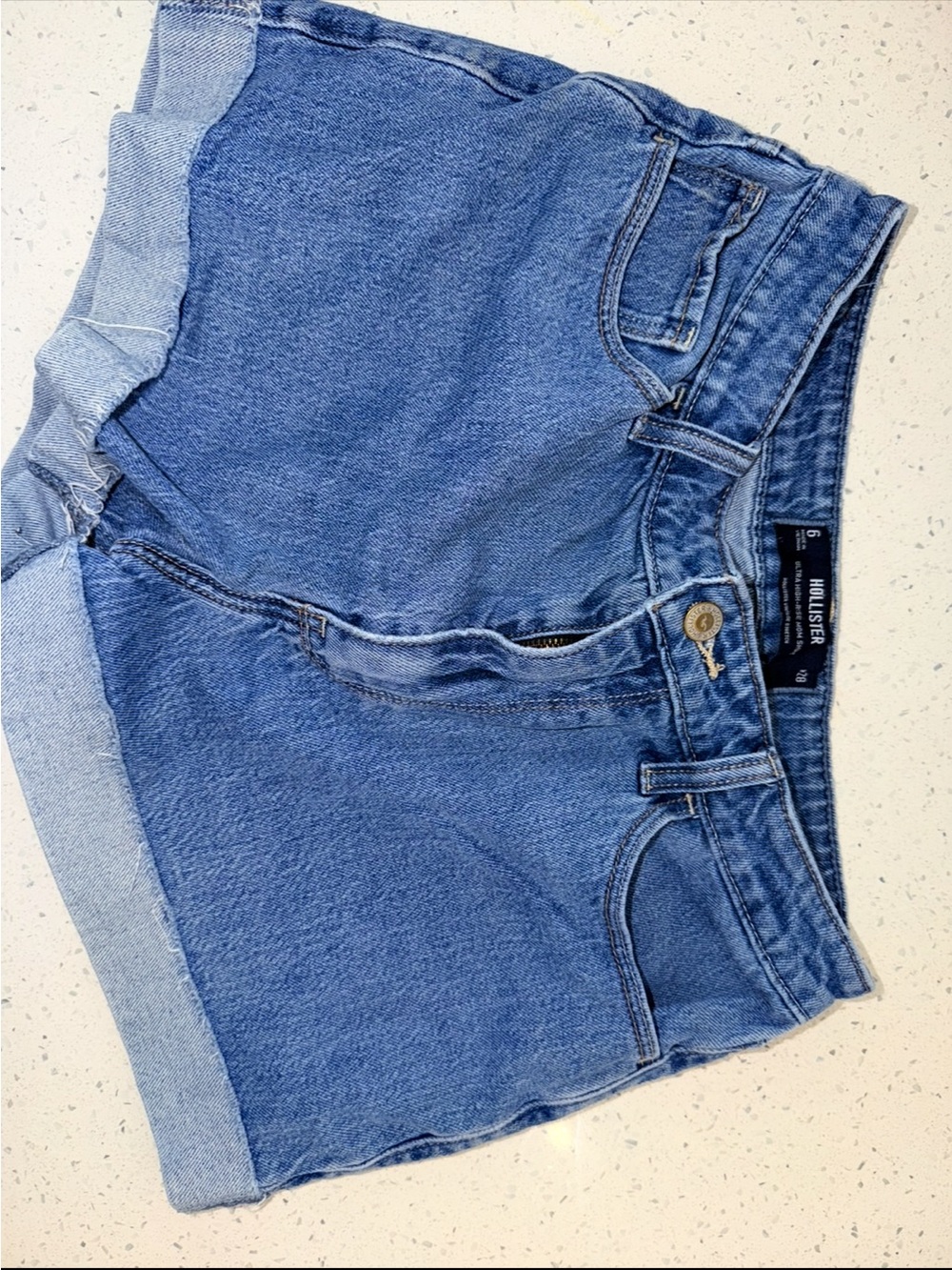 Hollister Medium Blue Rolled-Hem Denim Shorts